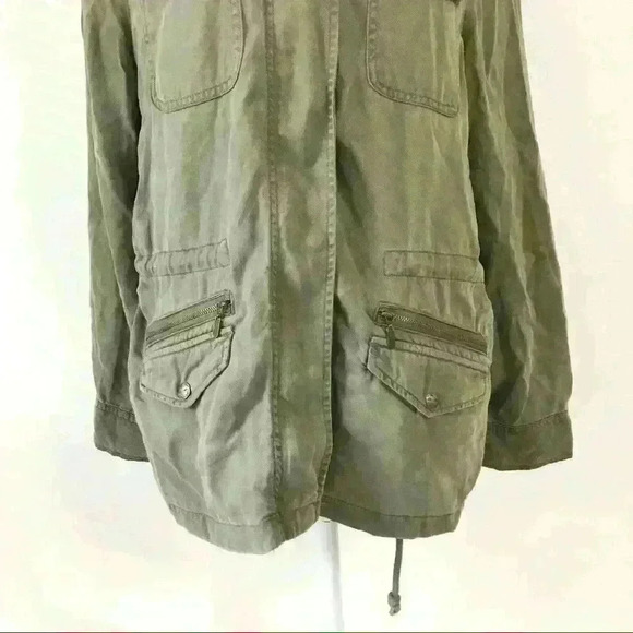 Max Jeans Olive Green Tencel Military Style Zip Jacket - Picture 3 of 14
